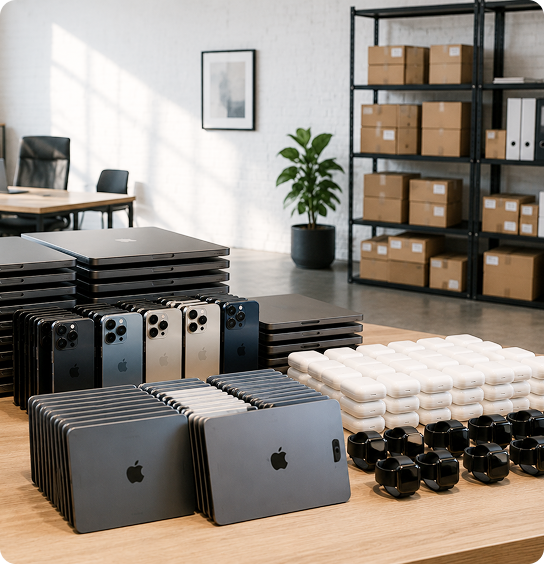 Device inventory stored in boxes